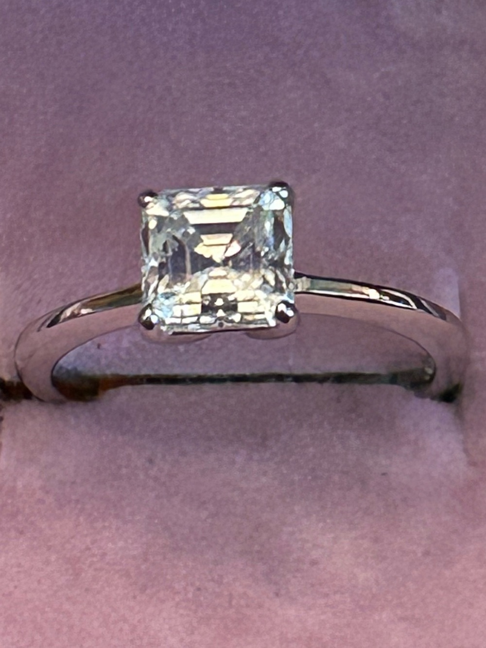 1.50Carat Solitaire Asscher Square-Cut Moissanite 💎 925 Sterling Silver Ring